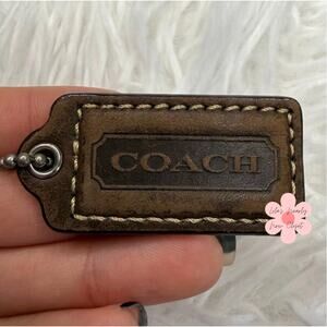 1.5" COACH Brown  Fob Bag Charm Hang tag Hangtag